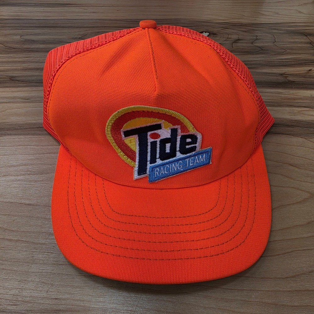 Vintage Tide Racing Team Trucker Hat Mesh Snapback Orange One Size USA Made